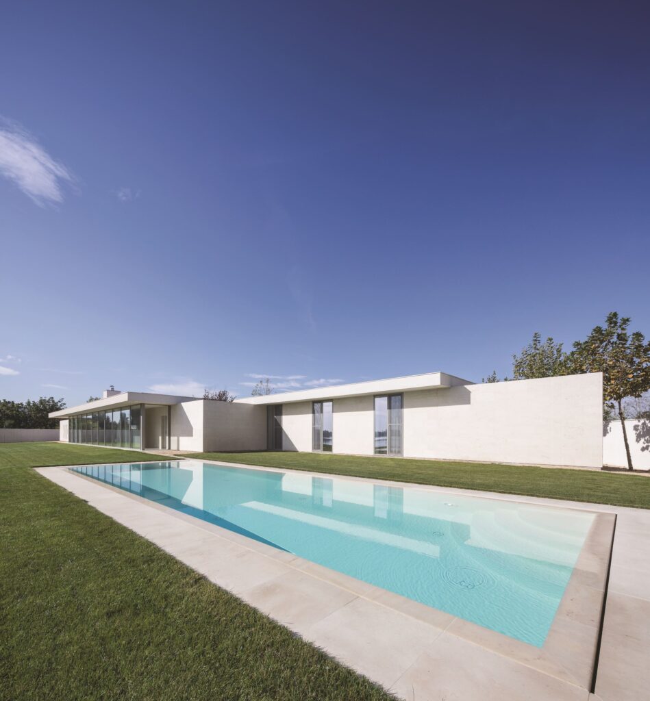 Contemporary residential design with seamless stone facade